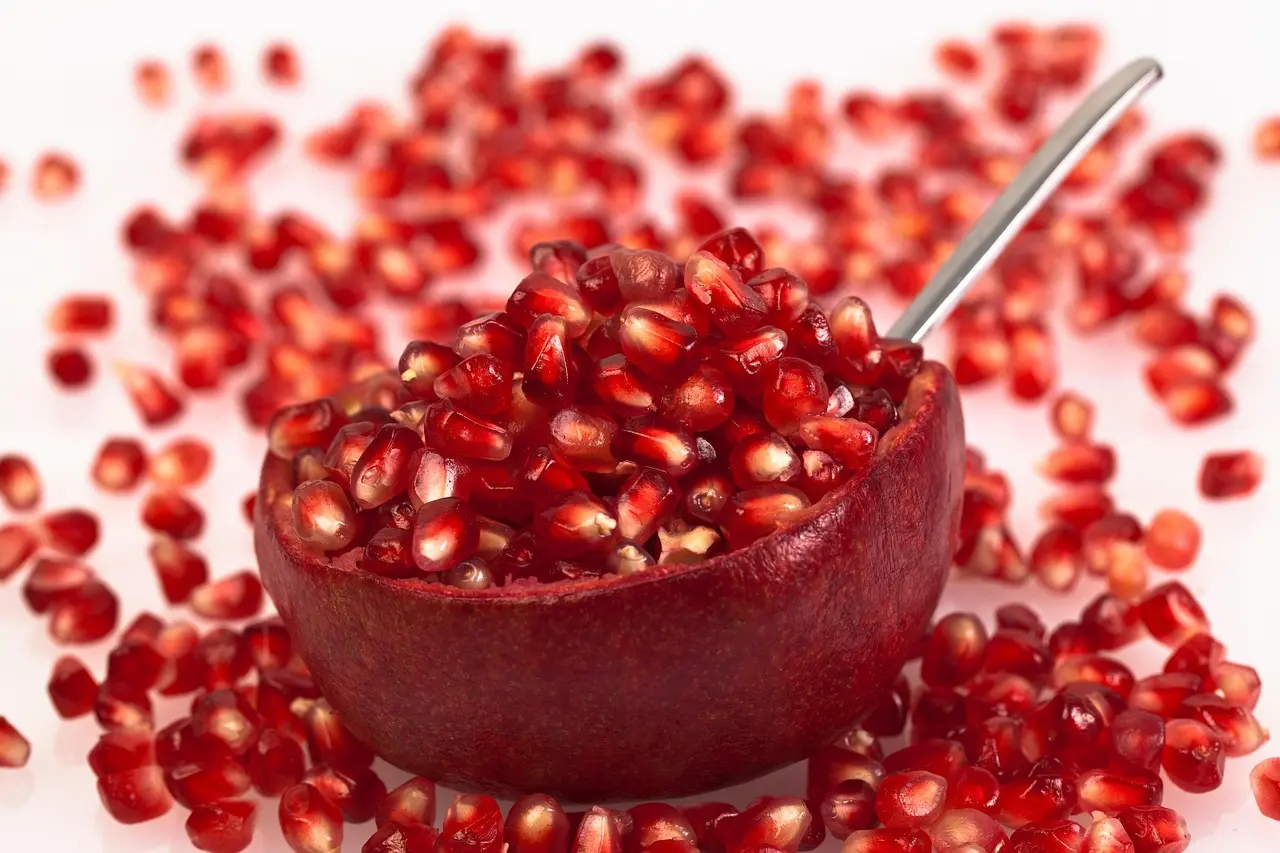 Homemade pomegranate leather in a pomegranate bowl